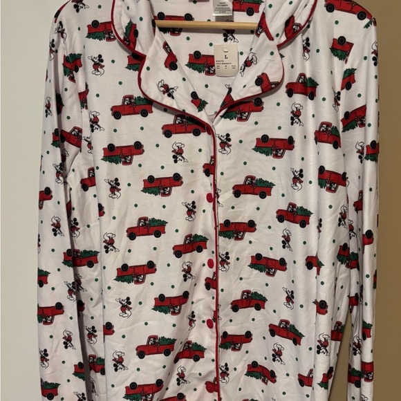 Disney Women Sleepwear Red and White Holiday Pajama Top Mickey Mouse Christmas. - Picture 2 of 4